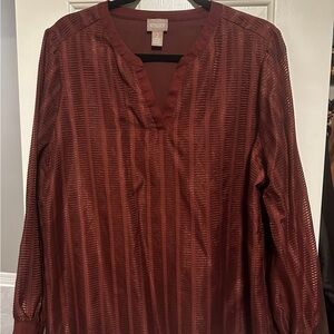 Chico's Rich Maroon Striped Blouse